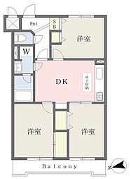 ライオンズマンション天王町 3DKの間取図画像