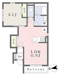 ベルハイム東白楽 1LDKの間取図画像