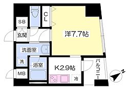 プロシード横浜 1Kの間取図画像