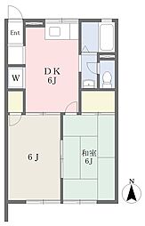 セジュール赤坂 2DKの間取図画像