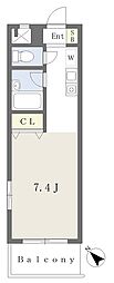 クレセント三ッ沢 ワンルームの間取図画像