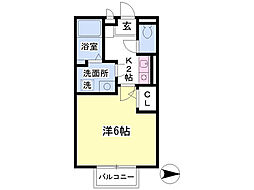 ゴールドハピネス 1Kの間取図画像