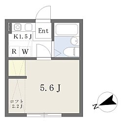 グランヴェール妙蓮寺A 1Kの間取図画像