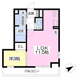 サンセール 1LDKの間取図画像