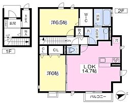 ウォブラバレー 2LDKの間取図画像