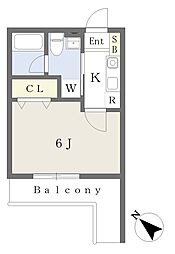 横浜市神奈川区斎藤分町アパート 1Kの間取図画像