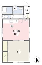 西谷ホワイトハイツ 1LDKの間取図画像