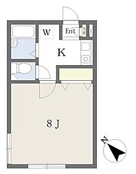 ライフルハウス 1Kの間取図画像
