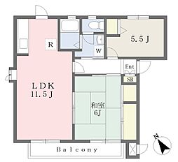 パティオ中曽根1番館 2LDKの間取図画像