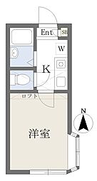 ひかりコーポ稲垣 1Kの間取図画像