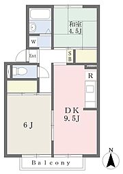 グリーンパーク風間 2DKの間取図画像