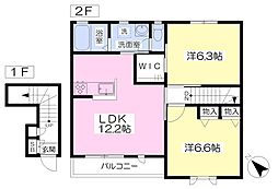 ブリリアント2 2LDKの間取図画像