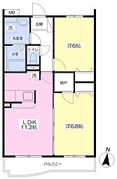 グランドヴィラ常盤 2LDKの間取図画像