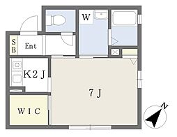 アーク・アムール参番館 1Kの間取図画像