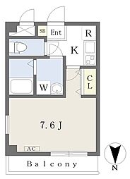 ライオンズハイツ6号棟 1Kの間取図画像