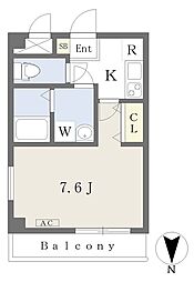ライオンズハイツ6号棟 1Kの間取図画像
