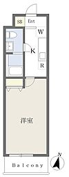 ハピネス伊右エ門 1Kの間取図画像