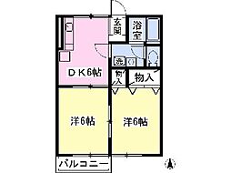 サンタクルーズ 2DKの間取図画像