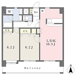 ヴィラディスレイ 2LDKの間取図画像