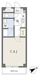 フローレス13番館 1Kの間取図画像