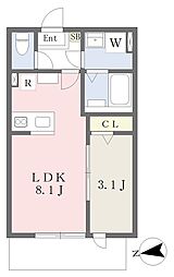アンソロピック サワコ 1LDKの間取図画像