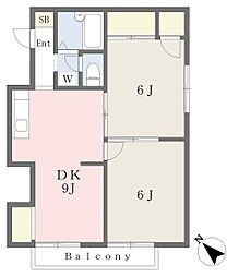 エスプワール大宮 2DKの間取図画像