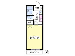 ヴィラシマエイA 1Kの間取図画像