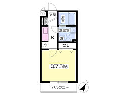 アクアイースト 1Kの間取図画像