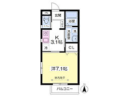 ラ・フォートN 1Kの間取図画像