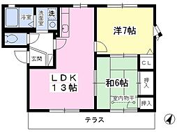 スカイプラザA 2LDKの間取図画像