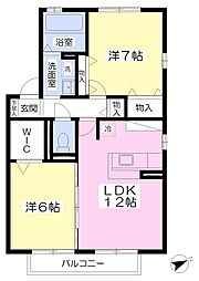 ラフィネ 2LDKの間取図画像