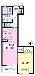 フォレストメゾン宮原 1LDKの間取図画像