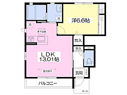 ソレイユ日の出2 1LDKの間取図画像