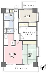 岡安ビル 2SLDKの間取図画像