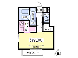 ヘーベル氷川町 1Kの間取図画像