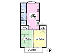 サンハイツ1号館 2DKの間取図画像