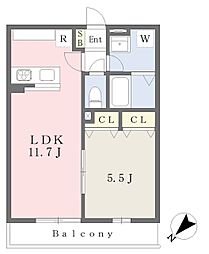 ハイツコスモス 1LDKの間取図画像