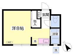 長峰ハイツ ワンルームの間取図画像