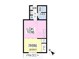 ルミエール2 1LDKの間取図画像