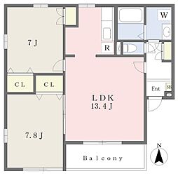 ローズガーデン 2LDKの間取図画像
