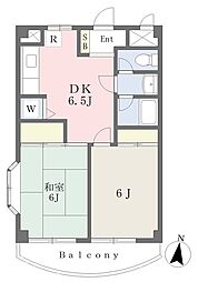 岡田コーポレーションNo.2 2DKの間取図画像