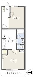 花梨ハイム 2Kの間取図画像