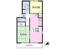 長本コーポ 2LDKの間取図画像