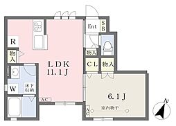 ラ・カーサ・クオーレ 1LDKの間取図画像