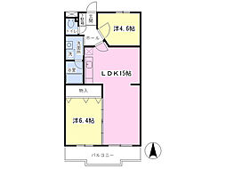 エスポワール坂戸 2LDKの間取図画像