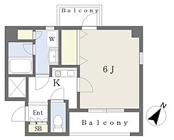 ユイーズアクシス 1Kの間取図画像