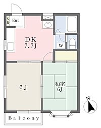 コンフォール和晃 2DKの間取図画像
