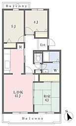 UR都市機構コーポレート川越新宿1号棟 3LDKの間取図画像