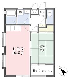 ヴィラせきれい 1LDKの間取図画像