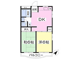 藤ハイツ 2DKの間取図画像